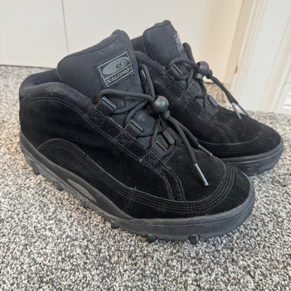 Vintage Salomon Sieve Hiking Shoes Men’s 8 Black Trail Sneakers Toggle Lace EU40 - Picture 1 of 9